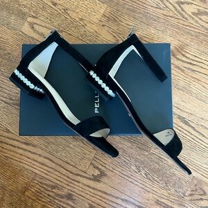 Pelle Moda Black Heels with Rhinestone Embellishment